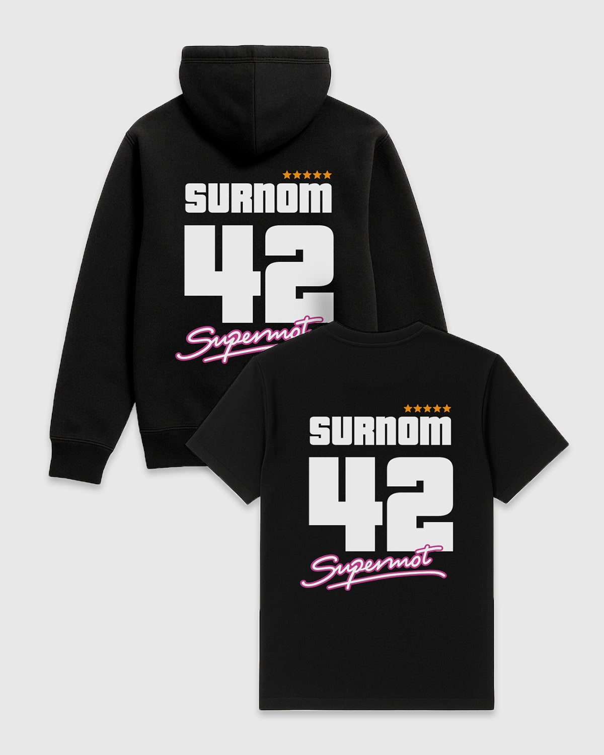 PACK DUO Sweat + T-Shirt Personnalisés WANTED, photo 1