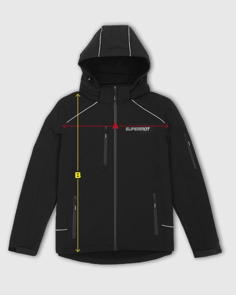 Veste softshell REFLECT : A largeur, B longueur