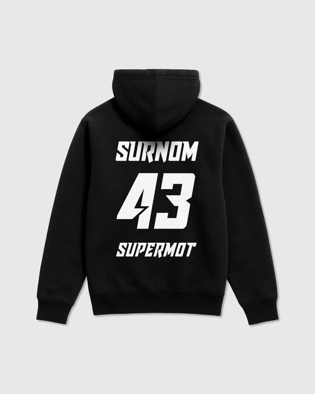 Hoodie Sweat à Capuche SUPERMOT PERSONNALISÉ Noir