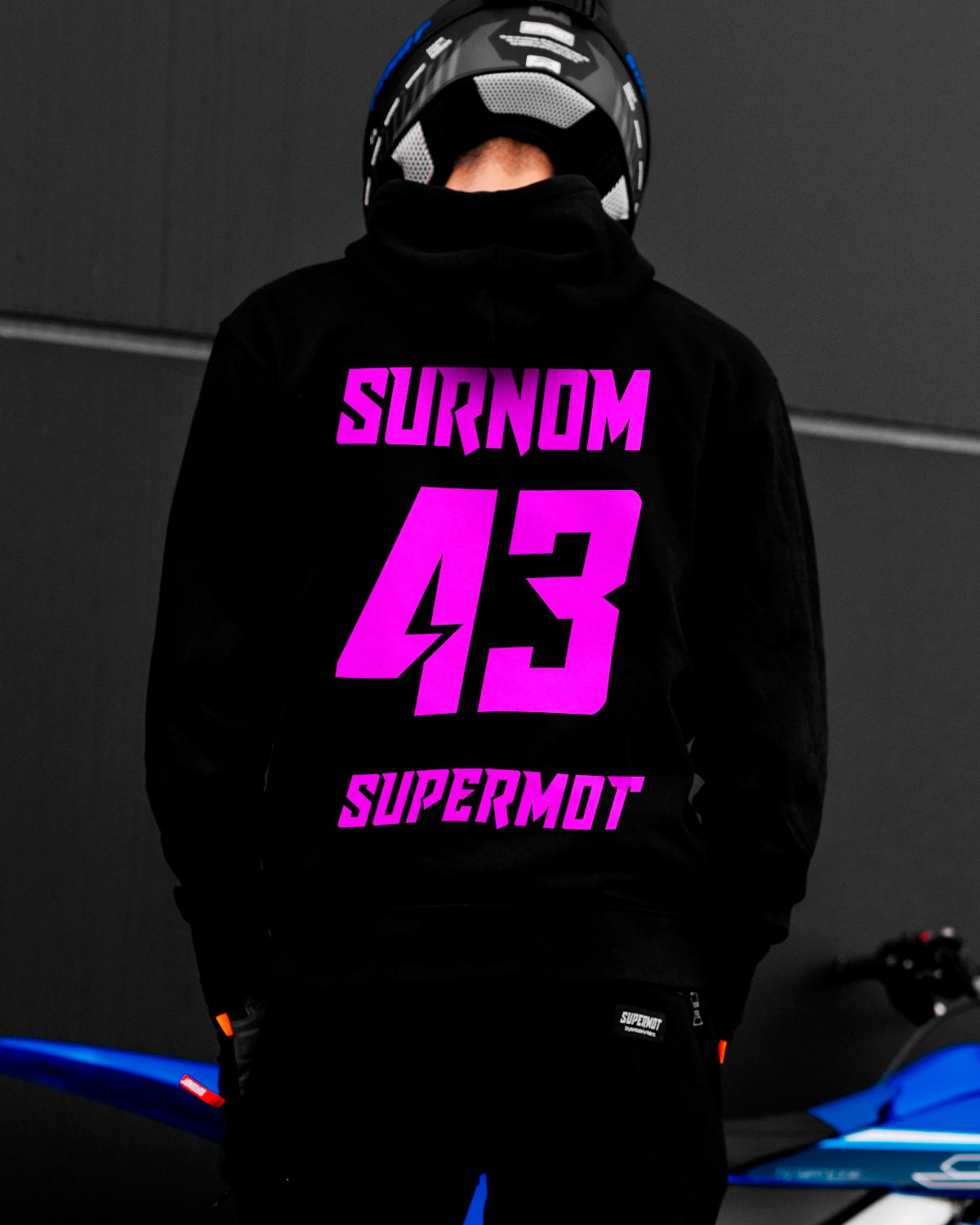 Hoodie Sweat à Capuche PERSONNALISÉ Rose Fluo, photo 3