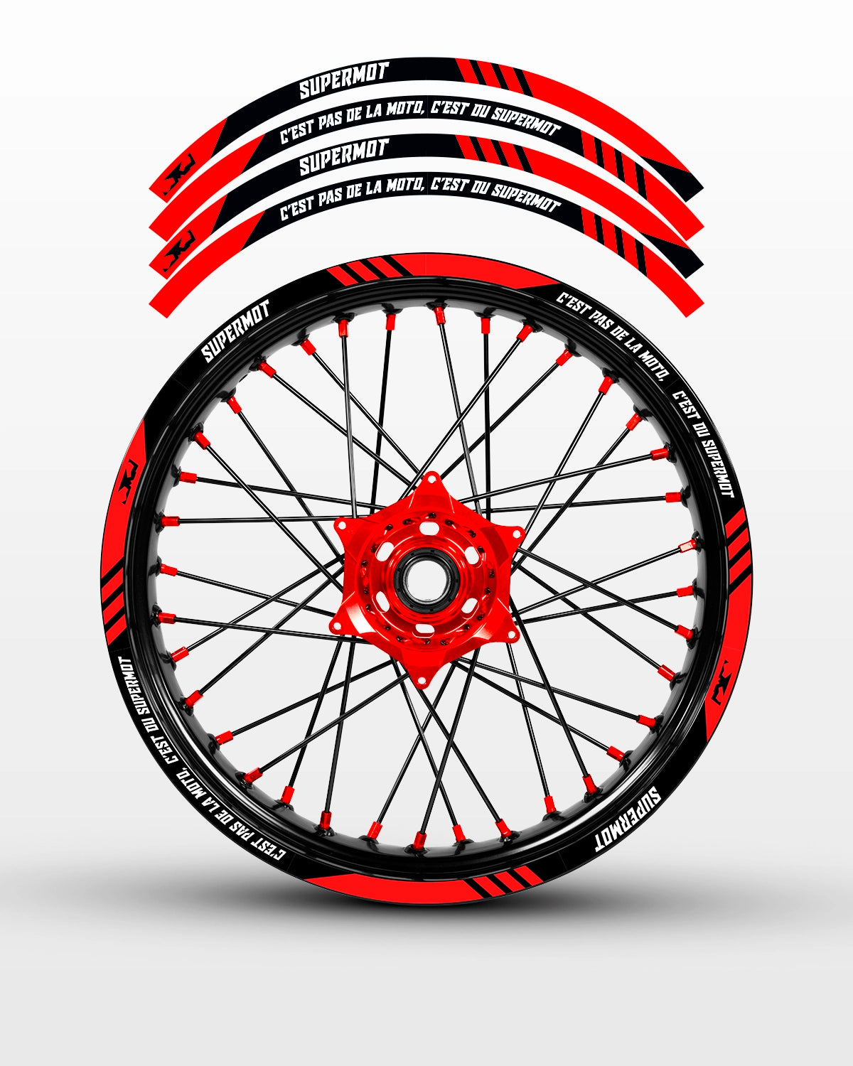 Stickers de Jantes SUPERMOT, Rouge, photo 1