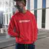 Hoodie Rouge Sweat à Capuche SLOGAN SUPERMOT – Image 3